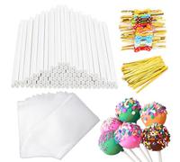 320Pcs Cake Pop Sticks and Wrappers Kit, Lollipop Sticks with Bags
