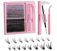 320PCS Eyelashes Individual Kit - 2 Styles Cluster Lashes Kit (20P+50P) - 9-16mm False Eyelashes with Bond and Seal - DIY Eye Lash Clusters 40d for Creating Natural Curly Lashe, Easy for Beginners