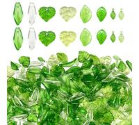 320Pcs Green Acrylic Leaf Beads Charms,Transparent Mini Maple Leaf Pendants 1.2-2mm Hole Clear Leaves Bead Caps for DIY Spring Jewelry Earrings Bracelets Necklaces Beaded Plant Suncatcher Craft Making