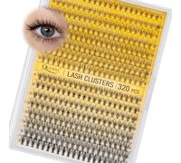 320Pcs Individual Lashes QUEWEL Cluster Lashes 10D+20D C Curl MIX9-16mm Individual Lash Extension Lash Clusters DIY Eyelash Extensions For Home Use (10D+20D C MIX9-16mm)