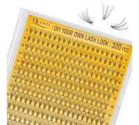 320Pcs Individual Lashes QUEWEL Cluster Lashes 10D C Curl MIX9-16mm Individual Lash Extension Lash Clusters DIY Eyelash Extensions For Home Use (10D 0.10C MIX9-16mm)