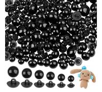 320pcs Sew On Safety Eyes Plastic Mushroom Domed Sewing Crafting Eyes Round Buttons Black 8mm to 15mm Flatback Button Beads for DIY Bear Stuffed Animals Crochet Making