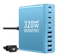 320W USB C Charger Block, MGRNPONY 10-Port GaN USB C Charging Station