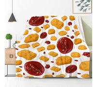 321DESIGN Chicken Nuggets Ketchup Fleece Flannel Throw Blanket Travel Quilt Warm Decorative Lightweight Plush for Couch Bed Sofa Car Living Room 50"x40"Inch(127 * 102cm) S for Kid