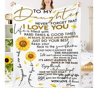 321DESIGN Sunflower Love Letter to My Daughter Fleece Flannel Throw Blanket Sherpa Microfiber Lightweight Plush for Couch Bed Sofa Car Kids Adults Pets All Seasons Multi-Size 60x50IN for Teen