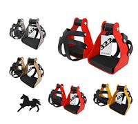 322 Aluminum Safety Endurance Trail Horse Caged Saddle Stirrups Lightweight (Red)