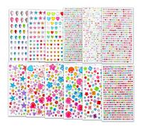 3228Pcs Rhinestone Gem Stickers | 12-Sheet Multi-Shape Self-Adhesive Gems (Round/Heart/Star/Flower/Tardrop/Square) for Nails, Face, DIY Crafts | Non-Toxic & Waterproof Jewel Decorations