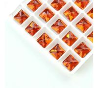 3240 Square Sew On Stone Glass Crystal Rhinestone Flatback Colorful Beads Two Holes Button for Wedding Dress Shoes Bags DIY-Orange_a-10x10mm 45pieces