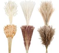 325 Pcs Dried Pampas Grass Decor Bulk 17 Inch White Pampas Reed Grass Boho Dried Flowers Natural Dried Bunny Tail Fluffy Pampas Grass Tall for Wedding Home Party Table Decor