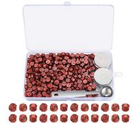 325 Pcs Octagon Sealing Wax Beads Stamps Set With 4 Tea Candles, Melting Spoon, Letter Beads (Wine Red)