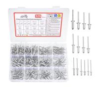 325 Pcs Pop Rivets Assortment Kit，Aluminium Blind Rivets for Rivet Gun | Assorted Flat Head Blind Pop Rivets Set（2.4Mm, 3.2Mm, 4Mm, 4.8Mm)，For Metal,Wood, Plastic， Furniture, Car, Rails And Diy