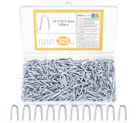 325 Pcs U Nails for Fencing Staples, U Shaped Nails for Fencing Pins, Galvanised Netting Garden Fence Staples for Wood Garden Mesh Woven Chicken Wire Fence Clips Staple(14.4 x 24 mm)
