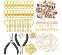 325Pcs Keychain Making Kit, Including 30Pcs Keychain Clasps 10Pcs Key Rings 78.74in/2m Chains 150 Jump Rings 100 Enamel Charms 26 Letter Pendants and Jewelry Pliers for Jewelry DIY Key Chain Making