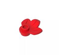 32607 Ornaments Plant, Plate 1x1 Round with 3 Leaves 50 Pieces GDS-1576 Compatible with Lego Building Blocks Color:Red
