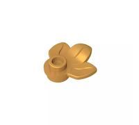 32607 Ornaments Plant, Plate 1x1 Round with 3 Leaves 50 Pieces GDS-1576 Compatible with Lego Building Blocks Color:Pearl Gold