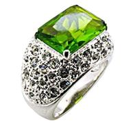 32707 - Rhodium Brass Ring with Synthetic Spinel in Peridot, Metal, No Gemstone