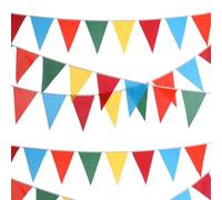 328ft/100M Bunting Banner, Reusable Nylon Fabric Pennant Bunting with 200pcs Triangle Flags for Mother‘s Day Home Outdoor Garden Birthday Wedding National Day Party Decoration