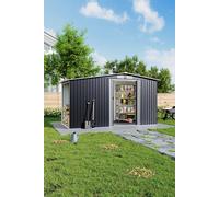 329 W x 132 D x 178 H Metal Garden Storage Shed with Log Storage Grey H&O Direct Grey One Size