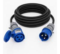 32A 3 Pin 230V 20m Blue Industrial Single Phase Extension Lead - 32 Amp, 3G4mm² H07RN-F Rubber Cable, IP44, CE Marked IEC 60309 2P+E Components (20 Metre)