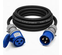 32A 3 Pin 230V 25m Blue Industrial Single Phase Extension Lead - 32 Amp, 3G6mm² H07RN-F Rubber Cable, IP44, CE Marked IEC 60309 2P+E Components (25 Metre)