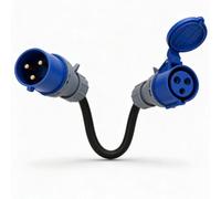 32A 3 Pin to 16A 3 Pin Adaptor Lead - 230V Blue Single Phase Plug to 16A Blue CEE Socket, 60cm 4mm² H07RN-F Extreme Flexible Cable, Heavy Duty Industrial Fly Lead for Events, Site Power & EV Chargers