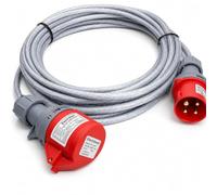 32A 4 Pin 415V 3m Red Industrial 3 Phase Extension Lead - 32 Amp, 4G4mm² SY Steel Wire Braided Cable, IP44, CE Marked IEC 60309 Components (3 Metre)