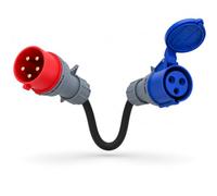 32A 5 Pin to 32A 3 Pin Adaptor Lead - 415V Red Three Phase Plug to 230V Blue CEE Socket, 60cm 6mm² H07RN-F Ultra Flexible Cable, Heavy Duty Industrial Fly Lead for EV Chargers, Events, Site Power