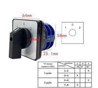 32A Three Position 2 Poles 8 Screws Cam Rotary Switch LW26 YMW26-32/2 1Pcs