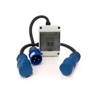 32A to 2 x 16A Single Phase Safe MCB Splitter Adaptor - 32A 3 Pin 230V Inlet to 2 × 16A 3 Pin Sockets - Dual 16A MCB Protection - IEC 60309 Industrial Distribution Box - PAT Tested