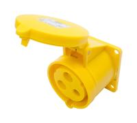 32amp 110v 2P+E IP44 Yellow Site Straight Panel OUTLET Female Socket. PCE 323-4