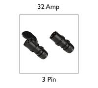 32Amp 3Pin Black Plug + Socket IP44 SplashProof 230V PCE 023-6x+PCE 223-6x