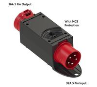 32Amp 5Pin Plug to 16Amp 5 Pin 415V Socket With MCB Protection | 32A to 16A 415v