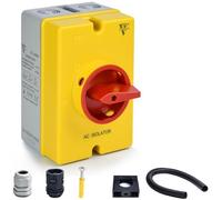 32Amp AC Disconnect Switch 690V AC Isolator Switch,4-Pole IP66 Waterproof Isolation PV Rotary Disconnect On Off Changeover 2 Position Disconnect Box Outdoor