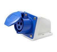 32AMP Blue Industrial Socket with Cover Female to Female for Industry | 2P+E 220V to 250V Surface Mounted Socket Waterproof IP44 3 Pin 1Phase Industrial Power Plug for Camping Caravan