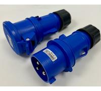 32Amp Commando Type Plug & Trailing Socket Quick Fit 240V 50-60Hz Single Phase Blue 3 Pin IP54 Professional 23203 13203