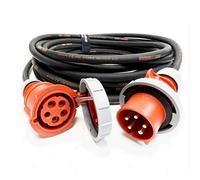 32amp Red 3 PHASE Events CEEform Commando Power Cable. (5x10mm) 3P+N+E 400V. H07RN-F Rubber