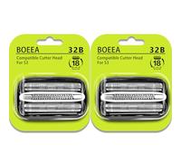 32B Shaver Head Compatible with Branu Series 3, Replacement Foil & Cutter Cassette Compatible with Branu Foil Shaver 3000s 3010s 3020s 3030s 3040s 3050cc 3070cc 3080s 3090cc 320 330 340 350cc [2 Pack]