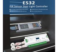 32CH ES32 PIR Sensor Stair Light Controller Human Body Infrared Inductive Switch Step Lamp Control for Single Color RGB Strip 12V 200W Power Unit