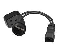 32cm/1ft IEC320 C14 To UK 13A+ EU4.8mm Power Cord 1 In 2 Out Y-splitter Adapter Cable Extension Wire Extender Line