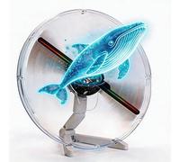 32CM 3D HologramFan With Transparent Protective Cover, WiFi App-Controlled LED Holographic Advertising Display With Bluetooth Audio Integration And Remote Control, For Trade Shows Retail Events