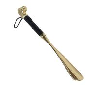 32cm Black Lion Head Shoehorn, Alloy Steel and Wood, Long Handle Tool | One-handed Fitting Aid, Reduces Bending, Suitable for Boots and Dress Shoes, Entryway or Wardrobe Bench Use