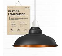 32cm Black Metal Ceiling Lamp Shade with Gold Inner, Modern Pendant Light Shade Easy Fit, Industrial Lampshade for Living Room, Bedroom, Kitchen, Hallway, Office Décor