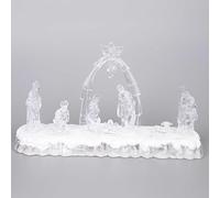 SHATCHI 32cm Christmas Pre-Lit LED Musical Nativity Scene Acrylic Sculpture Battery Operated Light Up Xmas Tabletop Home Decorations, Angel Design 2
