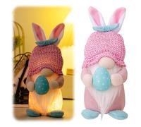 32cm Easter Gnome Faceless Doll with Eggs, Light-Up Bunny Ears Dwarf Ornament, Spring Rabbit Elf Figurine, Hanging Home Party Decoration, Kids Gift
