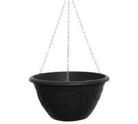 32Cm Hanging Planter Plastic Round Chain Basket Black Venetian Garden Planter
