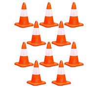 32CM High Visibility Safety Cone | Bright Orange Traffic Cone with Reflective Tape | Durable PVC Cone for Roadside Emergencies, Driving Practice, Sports Training & Maintenance Areas - Set of 10