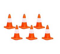 32CM High Visibility Safety Cone | Bright Orange Traffic Cone with Reflective Tape | Durable PVC Cone for Roadside Emergencies, Driving Practice, Sports Training & Maintenance Areas - Set of 6