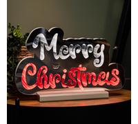 32cm Infinity Merry Christmas on Wooden Base with Red and White LEDs Samuel Alexander Multi One Size