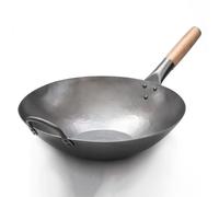 32cm NonStick Wok Carbon Steel Frying Pan with Handle Flat Bottom Cookware for Induction & Gas Stoves for StirFrying & Searing Kitchen Essential