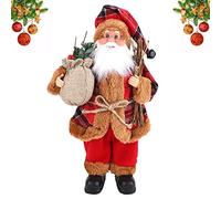 32cm Realistic Santa Claus Figure Standing Traditional Red Santa Claus Figure Xmas Decoration Ornament Doll for Window Table Home Display Christmas Party Decoration Santa Claus A
